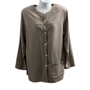 Silk Land 100% Silk Casual Button-Up lightweight jacket oversized